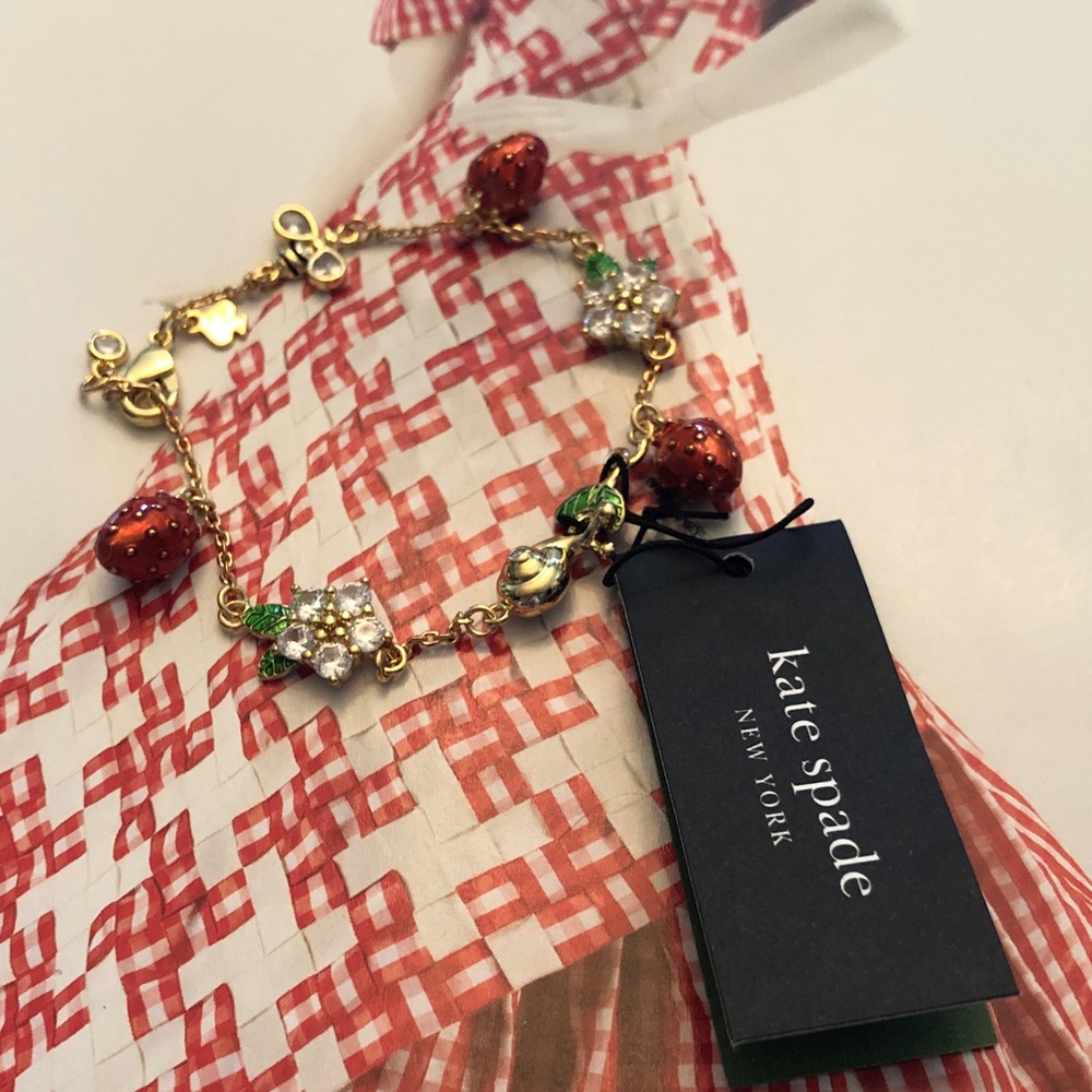 Authentic New with tag kate spade gold-tone strawberry bracelet - Picture 5 of 8